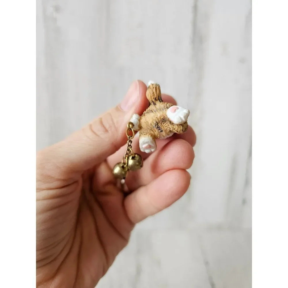 Hallmark cat‎ 1999 ornament wooden mini Xmas tree orange gray tabby kitten